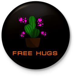 printfashion FREE HUGS - Kitűző, hűtőmágnes - Fekete (3097592)