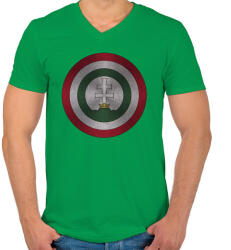 printfashion Hungarika kapitány - Férfi V-nyakú póló - Zöld (816635)