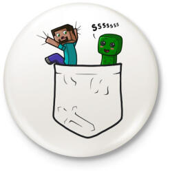 printfashion Minecraft Pocket - Kitűző, hűtőmágnes - Fehér (3077617)