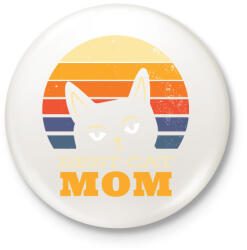 printfashion Best Cat Mom Ever - Kitűző, hűtőmágnes - Fehér (6356623)