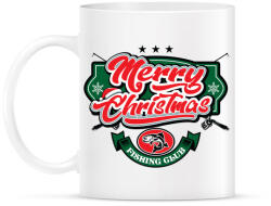 printfashion Boldog Karácsonyt - Horgászklub - Bögre - Fehér (790182)