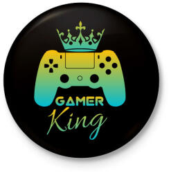 printfashion Gamer king - Kitűző, hűtőmágnes - Fekete (3930727)