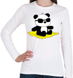 printfashion Panda strandol - Női hosszú ujjú póló - Fehér (12055500)