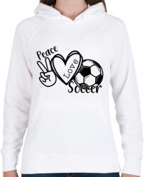 printfashion Peace love soccer 2 - Női kapucnis pulóver - Fehér (10779235)