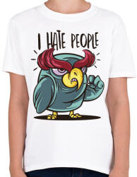 printfashion Bagoly - antIszociális - hate people - Gyerek póló - Fehér (4350923)