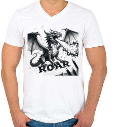 printfashion Sárkány - Férfi V-nyakú póló - Fehér (15182069)