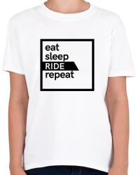 printfashion Eat sleep ride repeat - Gyerek póló - Fehér (1641664)