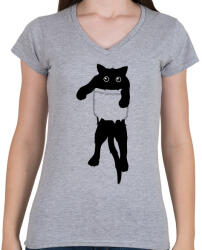 printfashion Cicus zsebben - Női V-nyakú póló - Sport szürke (2566187)