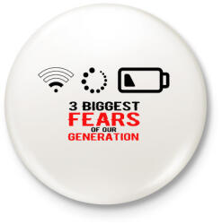 printfashion Az új generáció legnagyobb félelmei - Kitűző, hűtőmágnes - Fehér (3088029)