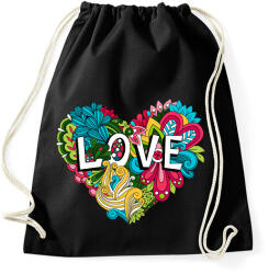 printfashion Szív virágokkal - Sportzsák, Tornazsák - Fekete (6060511)