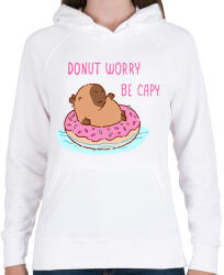 printfashion Donut worry be capy (rózsaszín) - Női kapucnis pulóver - Fehér (13814015)
