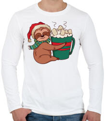 printfashion Karácsonyi lajhár - Férfi hosszú ujjú póló - Fehér (5545888)