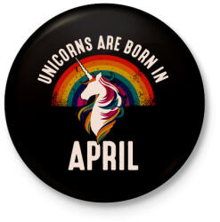 printfashion Unikornisok áprilisban születnek - Kitűző, hűtőmágnes - Fekete (3096585)