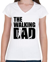 printfashion The walking dad - Női V-nyakú póló - Fehér (1484312)