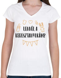 printfashion Lennél a keresztanyukám? - Női V-nyakú póló - Fehér (7111746)