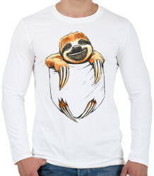 printfashion Lajhár zsebben - Férfi hosszú ujjú póló - Fehér (11963394)