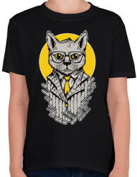 printfashion Bosscat - Gyerek póló - Fekete (5588791)
