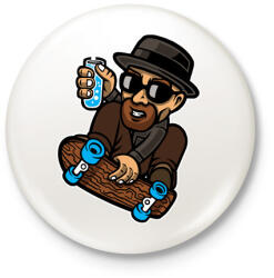 printfashion Gördeszkás kémikus - Kitűző, hűtőmágnes - Fehér (3073586)