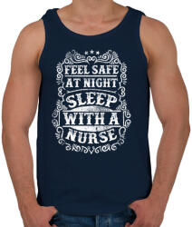 printfashion Érezd magad biztonságban éjszaka, aludj nővérrel! - Férfi atléta - Sötétkék (154262)