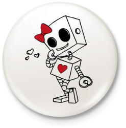 printfashion Szerelmes robot - női - Kitűző, hűtőmágnes - Fehér (15585878)