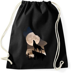 printfashion Vonyító farkas - Sportzsák, Tornazsák - Fekete (13921994)