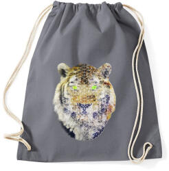 printfashion Biometrikus tigris - Sportzsák, Tornazsák - Grafitszürke (38035)