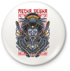 printfashion Mecha Geisha - Kitűző, hűtőmágnes - Fehér (16750538)