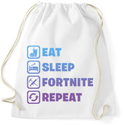 printfashion Eat-Sleep-Fortnite-Repeat - Sportzsák, Tornazsák - Fehér (937698)