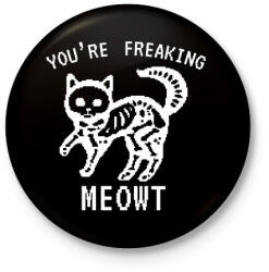 printfashion Freaking meowt - Kitűző, hűtőmágnes - Fekete (7853490)