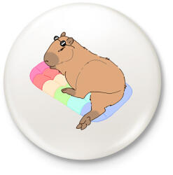 printfashion Nyári capybara - Kitűző, hűtőmágnes - Fehér (13683003)