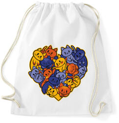 printfashion Macskás szív - Sportzsák, Tornazsák - Fehér (13941042)