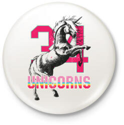 printfashion Unikornis - Kitűző, hűtőmágnes - Fehér (3080559)