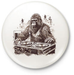 printfashion Gorilla DJ - Kitűző, hűtőmágnes - Fehér (13589242)