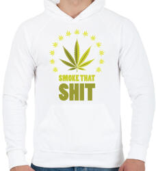 printfashion smoke that shit - Férfi kapucnis pulóver - Fehér (2129966)