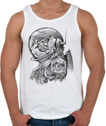 printfashion Űrhajós macska - Férfi atléta - Fehér (4890497)