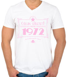 printfashion csillag-1972-pink - Férfi V-nyakú póló - Fehér (550426)