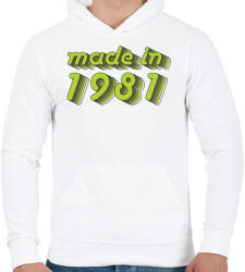 printfashion made-in-1981-green-grey - Férfi kapucnis pulóver - Fehér (485949)