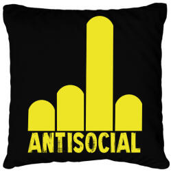 printfashion Antisocial finger - Párnahuzat, Díszpárnahuzat - Fekete (7032233)