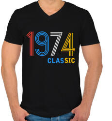 printfashion 1974 - Férfi V-nyakú póló - Fekete (11929366)