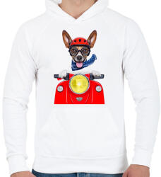 printfashion Biker Dog - Férfi kapucnis pulóver - Fehér (1251848)