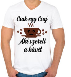 printfashion Csak egy csaj aki szereti a kávét - Férfi V-nyakú póló - Fehér (5963704)