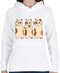 printfashion Három cica - Női kapucnis pulóver - Fehér (9185025)