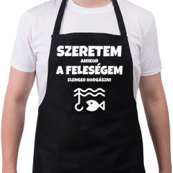 printfashion Szeretem, amikor a feleségem elenged horgászni - Kötény - Fekete (11497262)