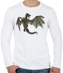 printfashion Skyrim Sárkány - Férfi hosszú ujjú póló - Fehér (436532)