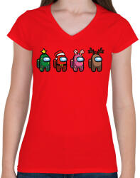 printfashion Karácsonyi among us - Női V-nyakú póló - Piros (5656054)