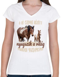 printfashion A ló szemei között - Női V-nyakú póló - Fehér (7488856)