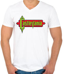 printfashion Démonkastély - Férfi V-nyakú póló - Fehér (2783693)