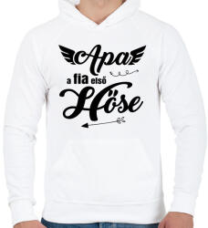 printfashion Apa, a fia elso hose 2 - Férfi kapucnis pulóver - Fehér (5602117)