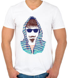 printfashion Hipszter - Férfi V-nyakú póló - Fehér (50153)