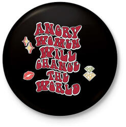 printfashion Angry women - Kitűző, hűtőmágnes - Fekete (8536744)